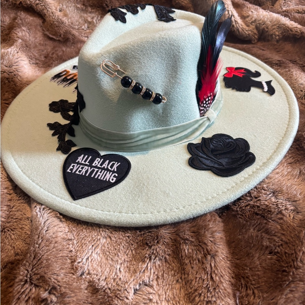 Stylish Mint Green Fedora with Black Accents